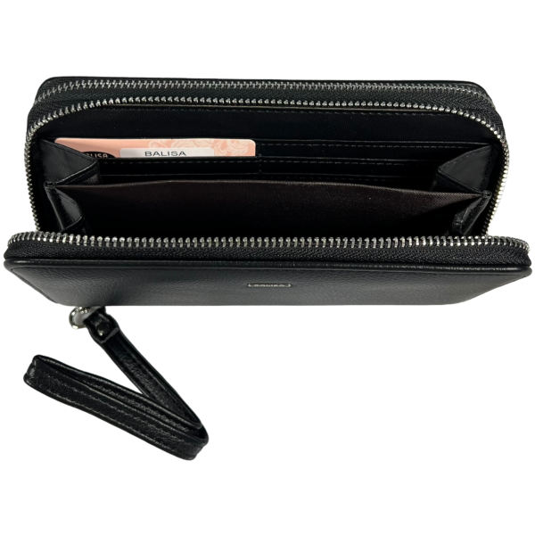 Кошелек женский из экокожи, черный, с застежкой на молнии Кошелек женский из экокожи, черный, с застежкой на молнии