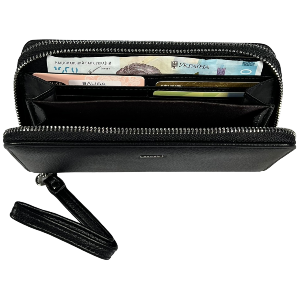 Кошелек женский из экокожи, черный, с застежкой на молнии Кошелек женский из экокожи, черный, с застежкой на молнии