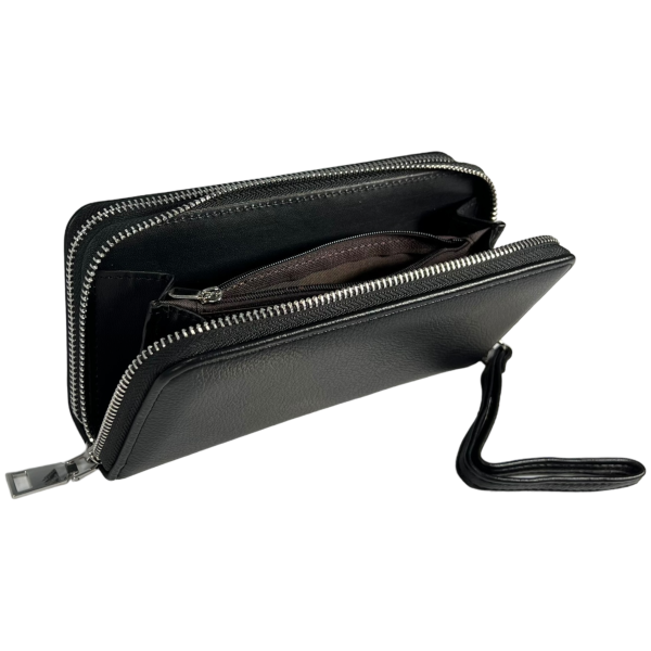 Кошелек женский из экокожи, черный, с застежкой на молнии Кошелек женский из экокожи, черный, с застежкой на молнии