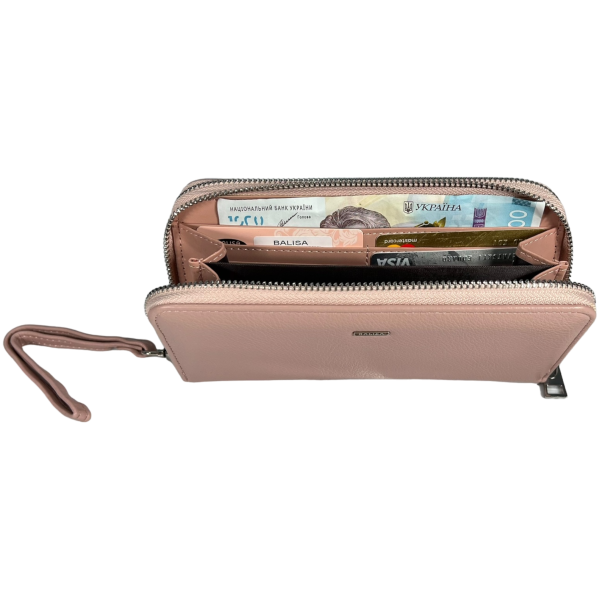 Современный женский кошелек, экокожа, розовый, с застежкой на молнии Современный женский кошелек, экокожа, розовый, с застежкой на молнии