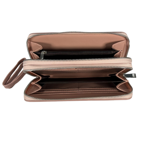 Современный женский кошелек, экокожа, розовый, с застежкой на молнии Современный женский кошелек, экокожа, розовый, с застежкой на молнии