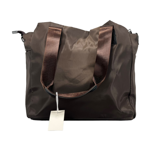 Жіноча сумка через плечо на три отделения, вміщає формат А4, коричневая