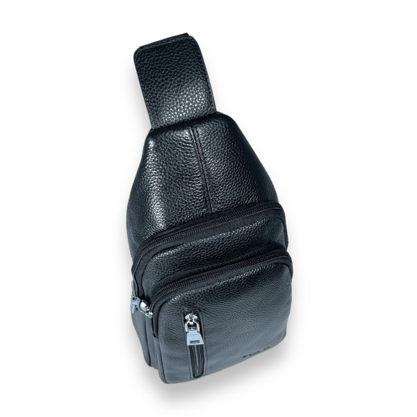 Стильный мужской слинг из натуральной кожи, 2 отделения, 1 фронтальный карман Стильный мужской слинг из натуральной кожи, 2 отделения, 1 фронтальный карман